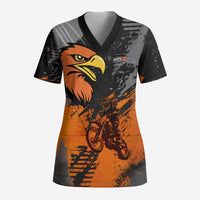 Custom MotoX Eagle Strike Motocross Scrub Top with Rider Silhouette and Orange Grunge Design - Wonder Print Shop