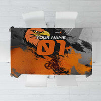 Custom MotoX Eagle Strike Motocross Tablecloth with Rider Silhouette and Orange Grunge Design - Wonder Print Shop