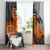 Custom MotoX Eagle Strike Motocross Window Curtain with Rider Silhouette and Orange Grunge Design - Wonder Print Shop