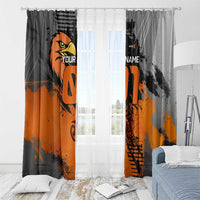 Custom MotoX Eagle Strike Motocross Window Curtain with Rider Silhouette and Orange Grunge Design - Wonder Print Shop