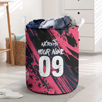 Custom Extreme Motocross Pink Laundry Basket with Bold Tire Track Graphics - Wonder Print Shop