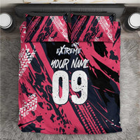 Custom Extreme Motocross Pink Bedding Set with Bold Tire Track Graphics - Wonder Print Shop