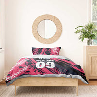 Custom Extreme Motocross Pink Bedding Set with Bold Tire Track Graphics - Wonder Print Shop