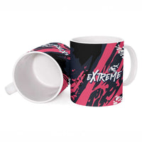 Custom Extreme Motocross Pink Ceramic Mug with Bold Tire Track Graphics - Wonder Print Shop