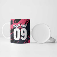 Custom Extreme Motocross Pink Ceramic Mug with Bold Tire Track Graphics - Wonder Print Shop