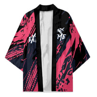 Custom Extreme Motocross Pink Kimono with Bold Tire Track Graphics - Wonder Print Shop