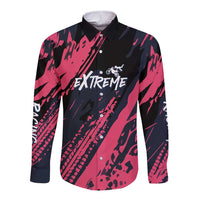 Custom Extreme Motocross Pink Long Sleeve Button Shirt with Bold Tire Track Graphics - Wonder Print Shop