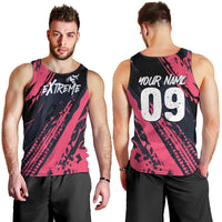 Custom Extreme Motocross Pink Men Tank Top with Bold Tire Track Graphics - Wonder Print Shop