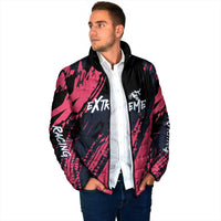 Custom Extreme Motocross Pink Padded Jacket with Bold Tire Track Graphics - Wonder Print Shop