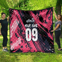 Custom Extreme Motocross Pink Quilt with Bold Tire Track Graphics - Wonder Print Shop