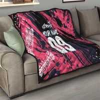 Custom Extreme Motocross Pink Quilt with Bold Tire Track Graphics - Wonder Print Shop