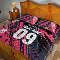Custom Extreme Motocross Pink Quilt Bed Set with Bold Tire Track Graphics - Wonder Print Shop