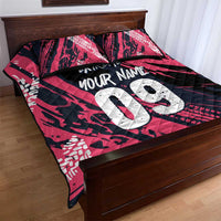 Custom Extreme Motocross Pink Quilt Bed Set with Bold Tire Track Graphics - Wonder Print Shop