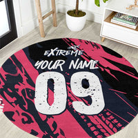 Custom Extreme Motocross Pink Round Carpet with Bold Tire Track Graphics - Wonder Print Shop