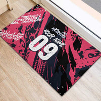 Custom Extreme Motocross Pink Rubber Doormat with Bold Tire Track Graphics - Wonder Print Shop
