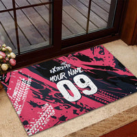 Custom Extreme Motocross Pink Rubber Doormat with Bold Tire Track Graphics - Wonder Print Shop