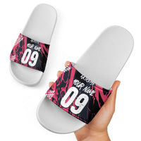 Custom Extreme Motocross Pink Slide Sandals with Bold Tire Track Graphics - Wonder Print Shop