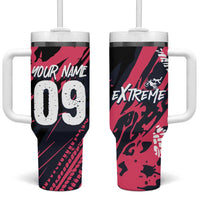 Custom Extreme Motocross Pink Tumbler With Handle with Bold Tire Track Graphics - Wonder Print Shop
