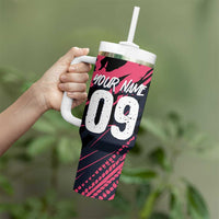 Custom Extreme Motocross Pink Tumbler With Handle with Bold Tire Track Graphics - Wonder Print Shop