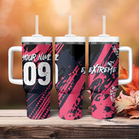 Custom Extreme Motocross Pink Tumbler With Handle with Bold Tire Track Graphics - Wonder Print Shop