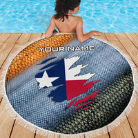 Custom Texas Flag Beach Blanket with Ripped Effect and Fish Scale Pattern - Wonder Print Shop