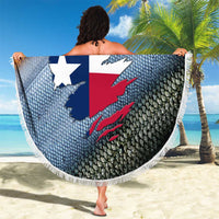 Custom Texas Flag Beach Blanket with Ripped Effect and Fish Scale Pattern - Wonder Print Shop