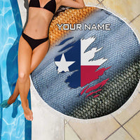 Custom Texas Flag Beach Blanket with Ripped Effect and Fish Scale Pattern - Wonder Print Shop