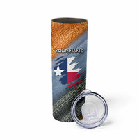 Custom Texas Flag Skinny Tumbler with Ripped Effect and Fish Scale Pattern - Wonder Print Shop