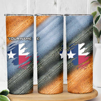 Custom Texas Flag Skinny Tumbler with Ripped Effect and Fish Scale Pattern - Wonder Print Shop
