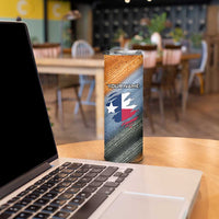 Custom Texas Flag Skinny Tumbler with Ripped Effect and Fish Scale Pattern - Wonder Print Shop