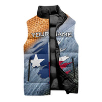 Custom Texas Flag Sleeveless Puffer Jacket with Ripped Effect and Fish Scale Pattern - Wonder Print Shop