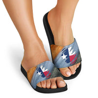 Custom Texas Flag Slide Sandals with Ripped Effect and Fish Scale Pattern - Wonder Print Shop