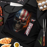 Custom American Flag Skull Apron with Bowling Pins Flame Effect and Grunge Pattern - Wonder Print Shop