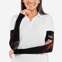 Custom American Flag Skull Arm Sleeves with Bowling Pins Flame Effect and Grunge Pattern - Wonder Print Shop
