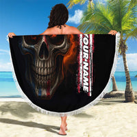 Custom American Flag Skull Beach Blanket with Bowling Pins Flame Effect and Grunge Pattern - Wonder Print Shop