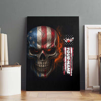 Custom American Flag Skull Canvas Wall Art with Bowling Pins Flame Effect and Grunge Pattern - Wonder Print Shop