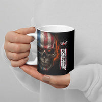 Custom American Flag Skull Ceramic Mug with Bowling Pins Flame Effect and Grunge Pattern - Wonder Print Shop
