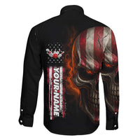 Custom American Flag Skull Family Matching Tank Maxi Dress and Hawaiian Shirt with Bowling Pins Flame Effect and Grunge Pattern - Wonder Print Shop