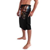 Custom American Flag Skull Lavalava with Bowling Pins Flame Effect and Grunge Pattern - Wonder Print Shop
