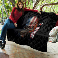Custom American Flag Skull Quilt with Bowling Pins Flame Effect and Grunge Pattern - Wonder Print Shop