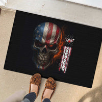 Custom American Flag Skull Rubber Doormat with Bowling Pins Flame Effect and Grunge Pattern - Wonder Print Shop