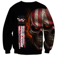 Custom American Flag Skull Sweatshirt with Bowling Pins Flame Effect and Grunge Pattern - Wonder Print Shop
