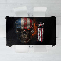 Custom American Flag Skull Tablecloth with Bowling Pins Flame Effect and Grunge Pattern - Wonder Print Shop