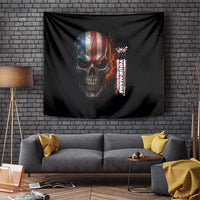Custom American Flag Skull Tapestry with Bowling Pins Flame Effect and Grunge Pattern - Wonder Print Shop