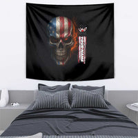 Custom American Flag Skull Tapestry with Bowling Pins Flame Effect and Grunge Pattern - Wonder Print Shop