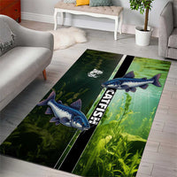 Catfish Fishing Area Rug with Underwater River Scene and Green Aquatic Pattern - Wonder Print Shop