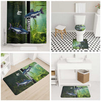 Catfish Fishing Bathroom Set with Underwater River Scene and Green Aquatic Pattern - Wonder Print Shop