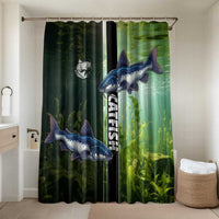 Catfish Fishing Bathroom Set with Underwater River Scene and Green Aquatic Pattern - Wonder Print Shop