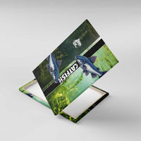 Catfish Fishing Canvas Wall Art with Underwater River Scene and Green Aquatic Pattern - Wonder Print Shop