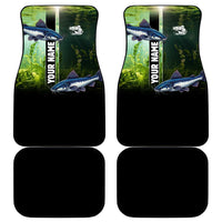 Custom Catfish Fishing Car Mats with Underwater River Scene and Green Aquatic Pattern - Wonder Print Shop